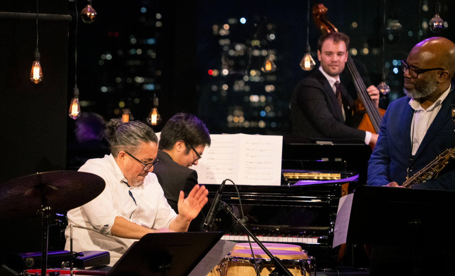 With Jaleel Shaw and Samuel Torres at Dizzy's Club